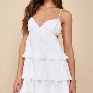 Lulu's White Backless Tiered Dress